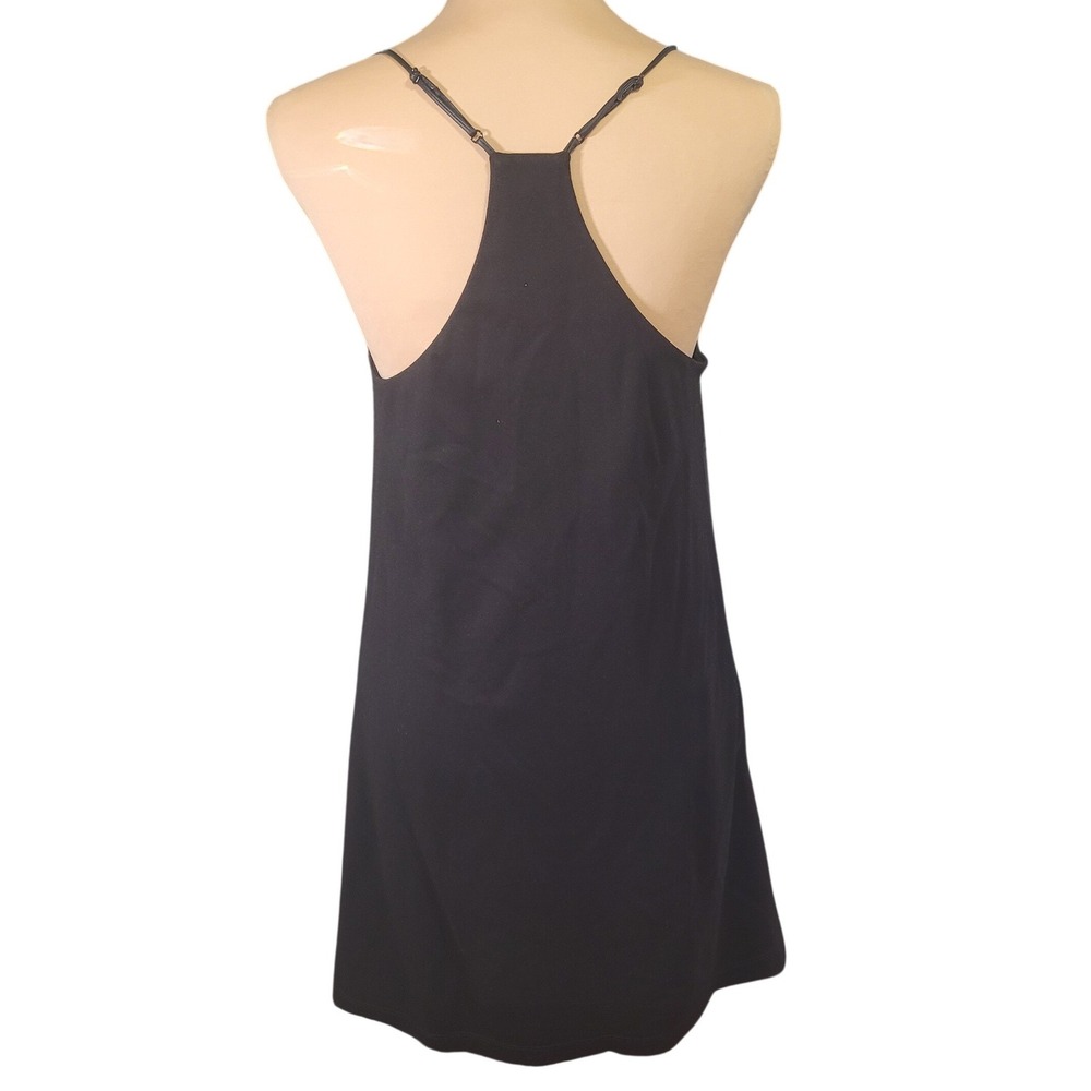 Bailey 44 Black Vegan Leather Whipstitch Halter Mini Dress S Rocker Punk Comfort - Picture 4 of 6